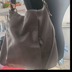 Gray Leather Shoulder Bag